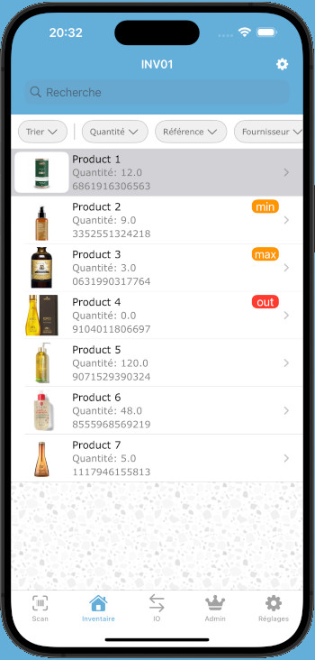 Fiche inventaire d'Inventaire par Code Barres