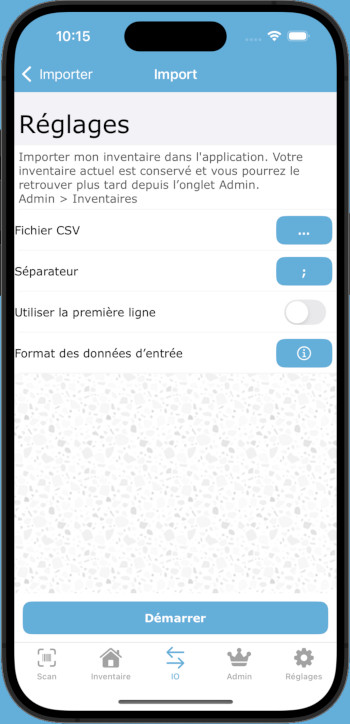 Import d'inventaire avec Inventaire par Code Barres